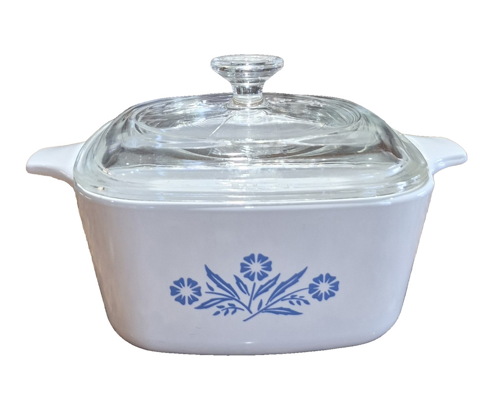 Corning Ware P-43-B Blue Cornflower Casserole Dish with Glass Lid